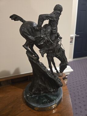Mountain Rider Bronze-Style Sculpture in Black Finish